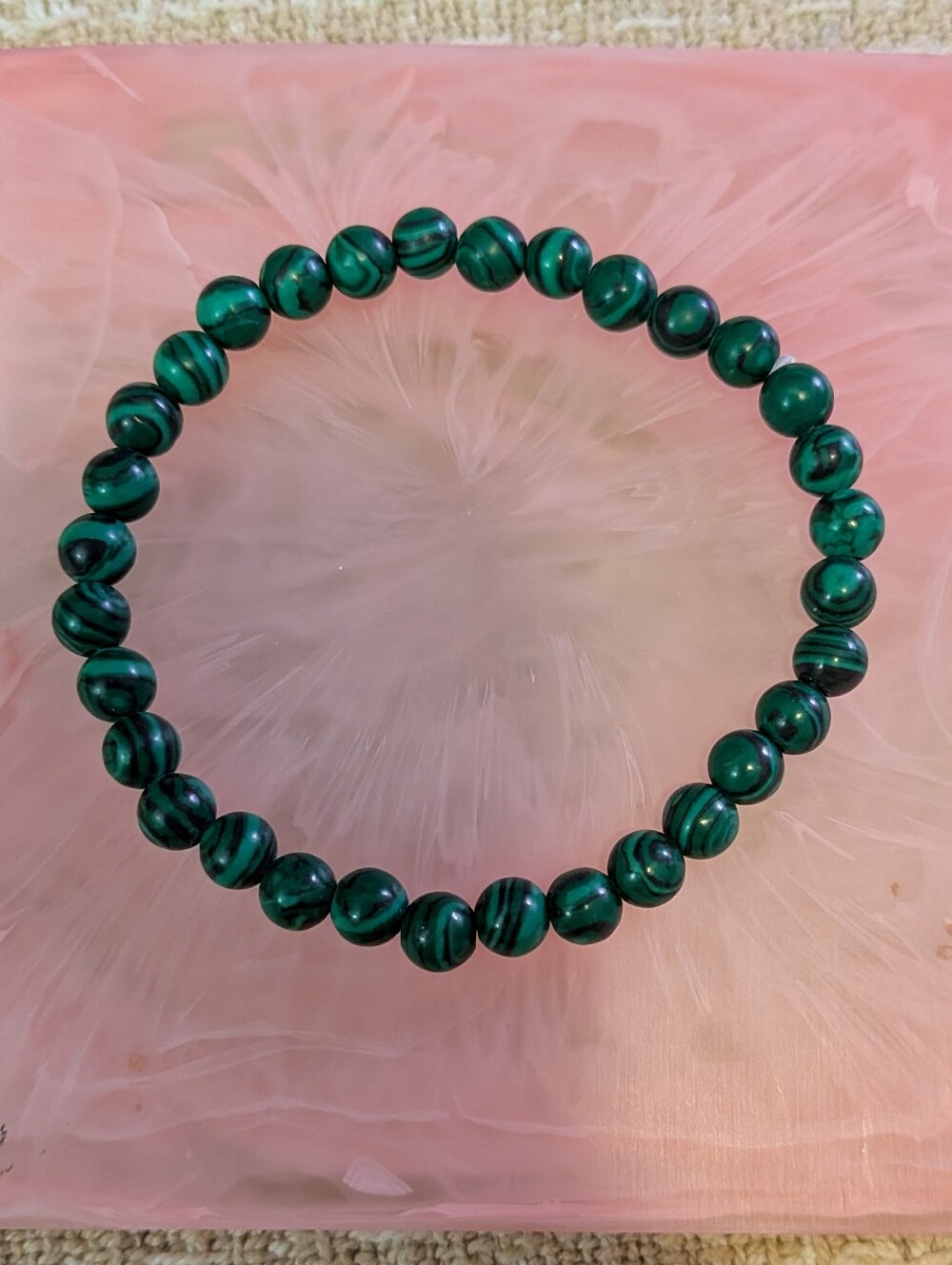 Natural Malachite Gemstone Stretch Bracelet